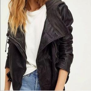 NWT: We the Free - Free People Vegan leather hoodie biker jacket